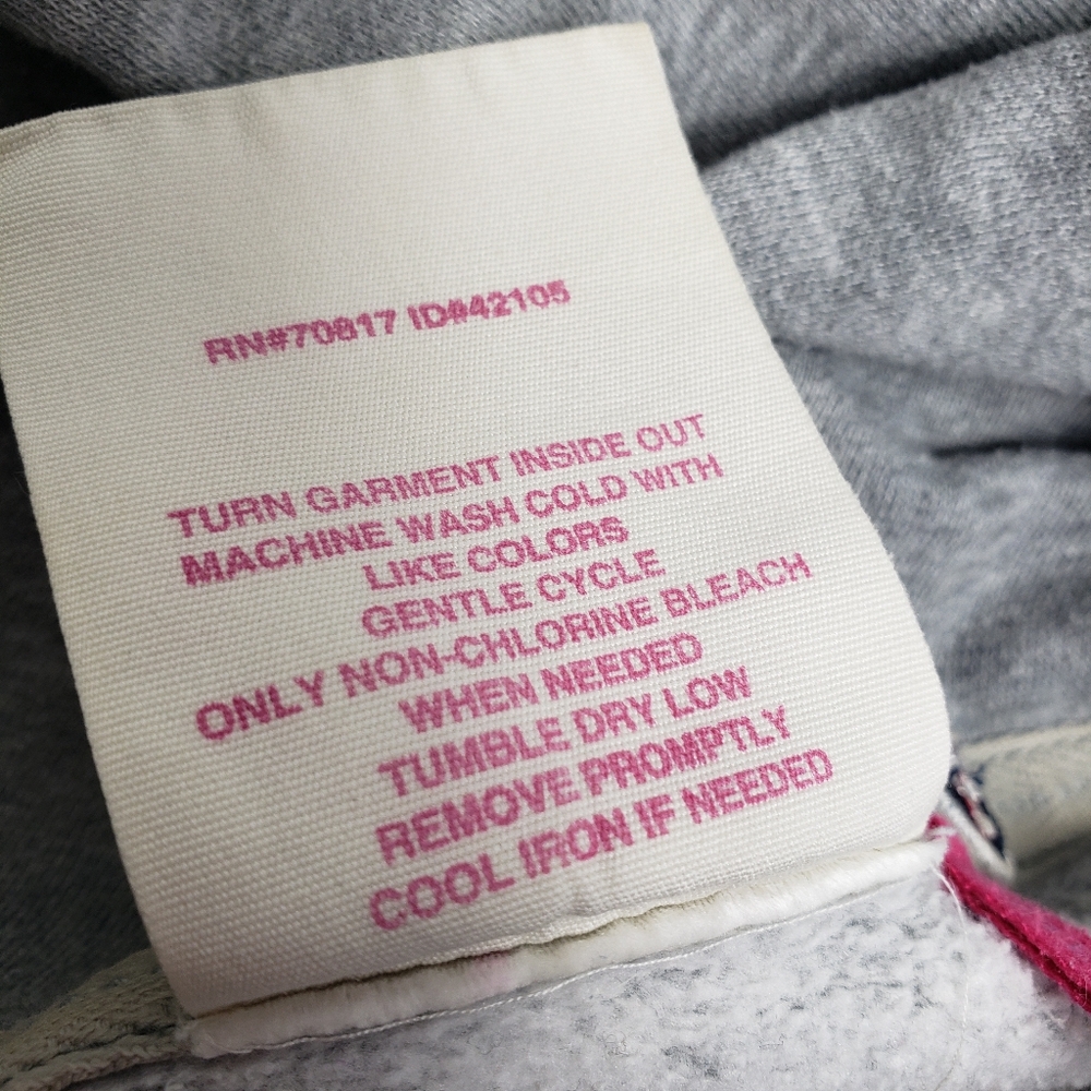 PINK Victoria Secret Gray Hoodie /Kangaroo Pockets Streetwear Grunge Vintage M - Picture 10 of 13